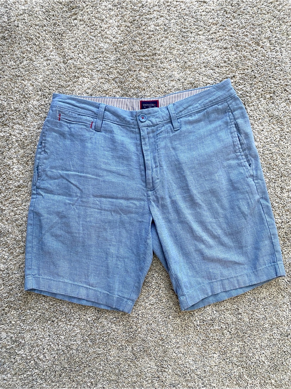 UNTUCKit Men's St. Julien Blue Linen-Blend Flat Front Shorts